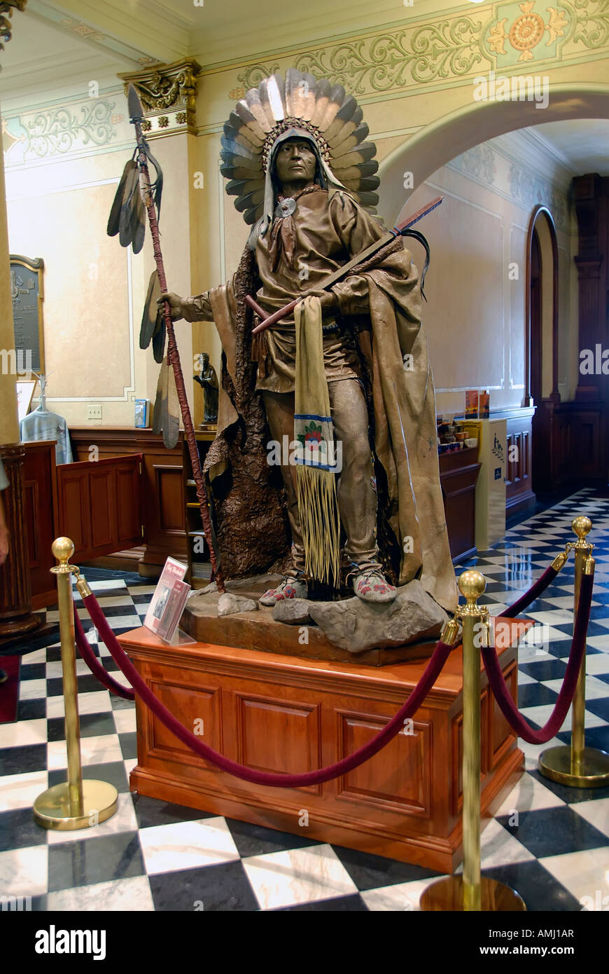 Statue monument of the Indian Chief at The State Capitol Building at