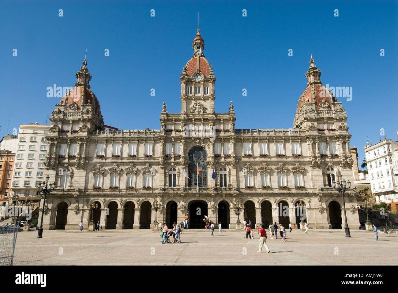 The Palacio Municipal in Praza Maria Pita in La Coruna, Galicia, Spain Stock Photo