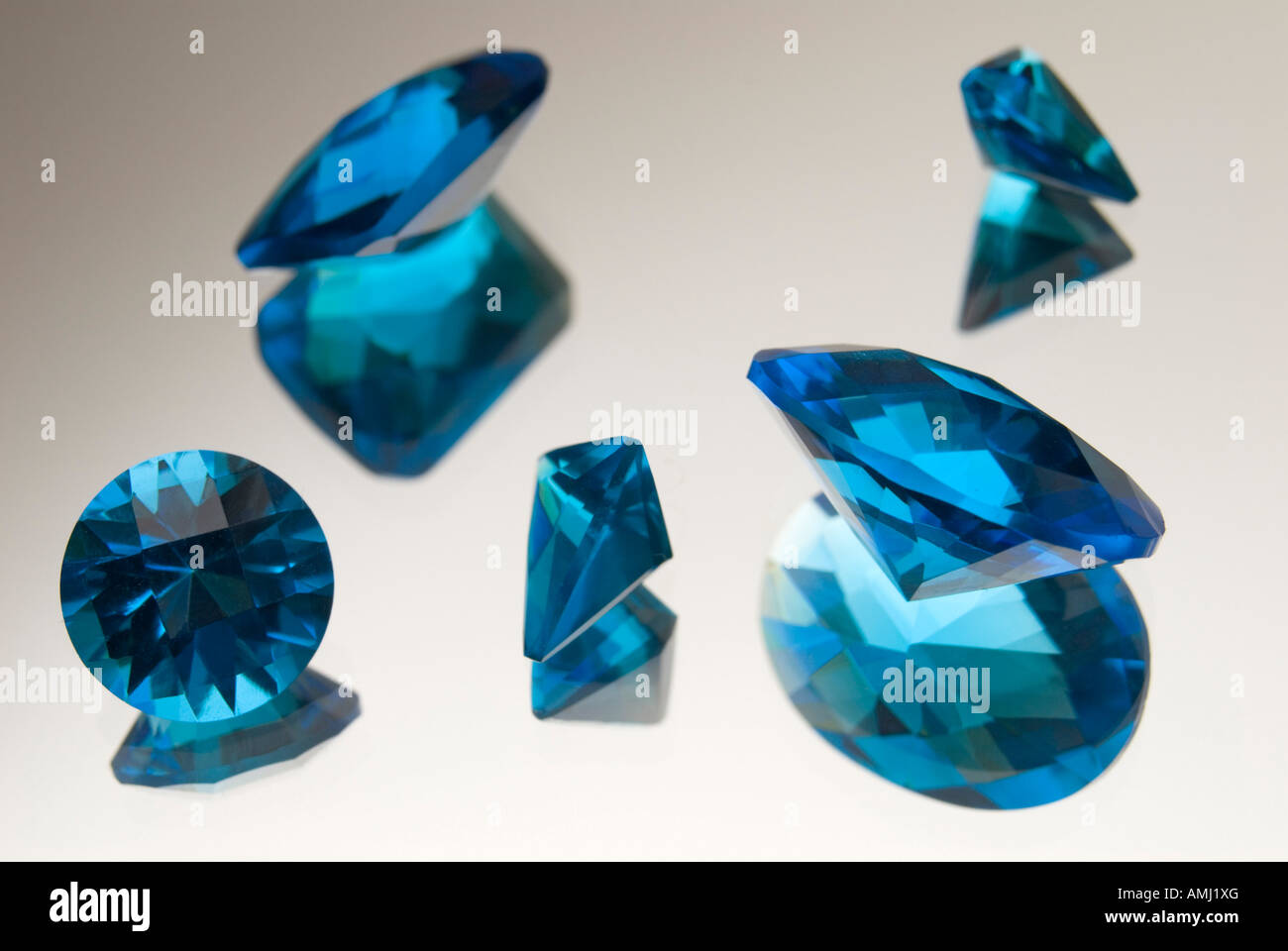 Cut Aquamarine gemstones Stock Photo