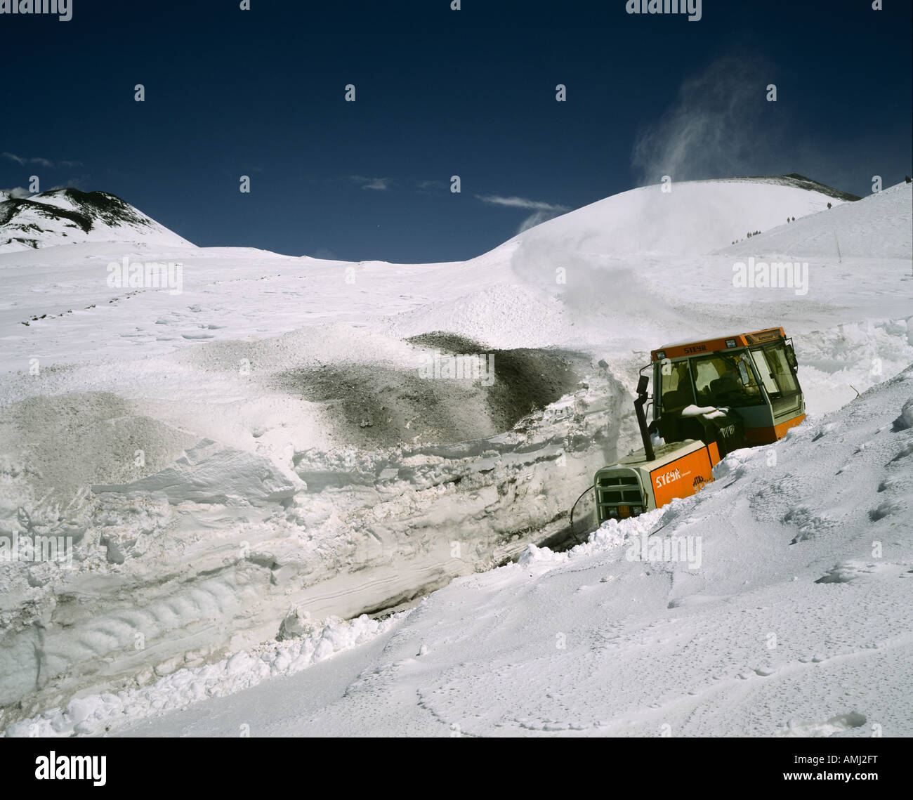 Snow plough creating a track for 4 wheel drives to take tourists near