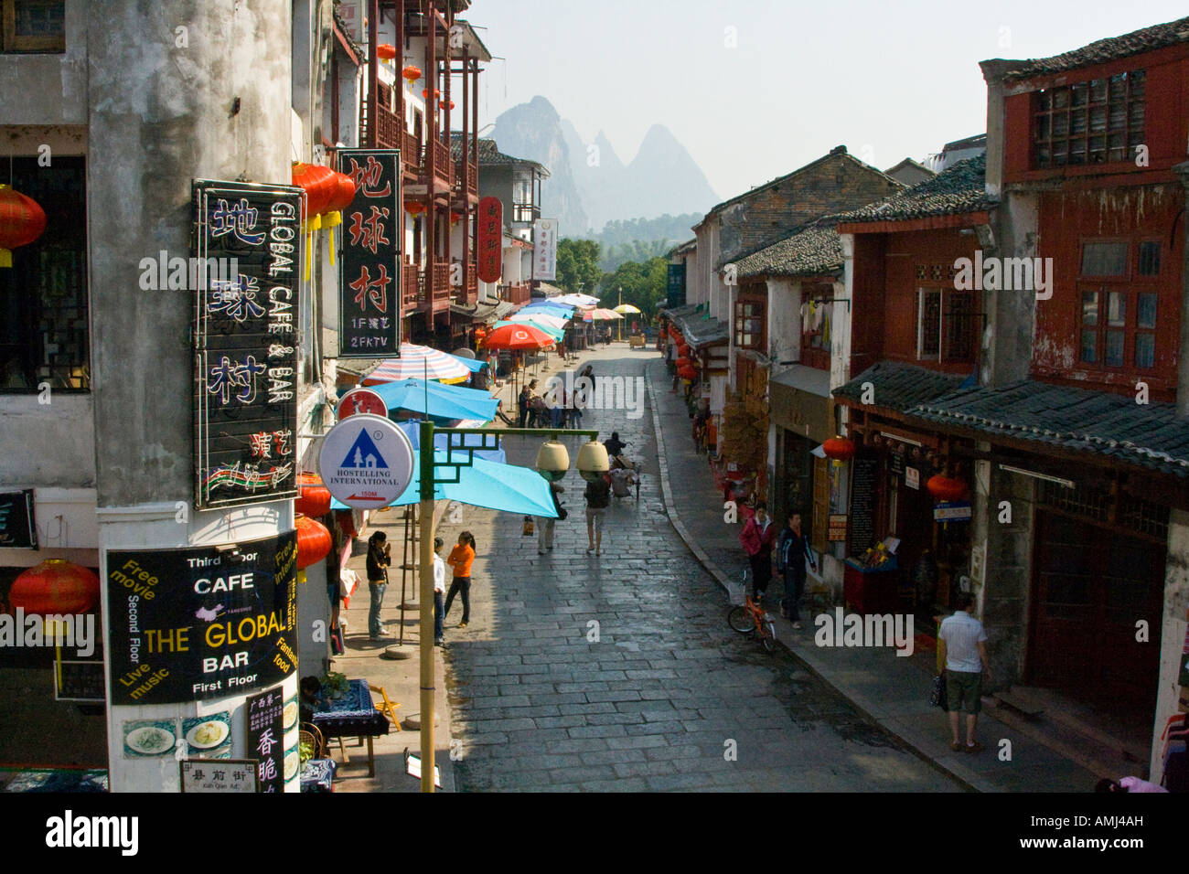 Famous and Historic West Steet or Xi Jie Yangshuo China Stock Photo