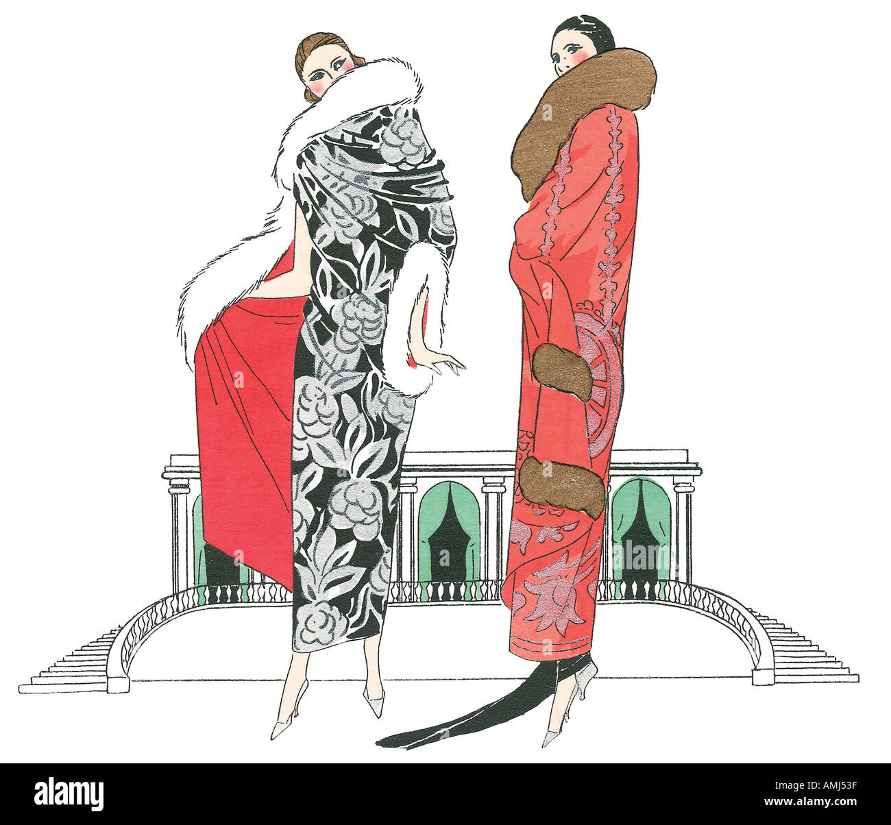Fashion plate from Art Gout Beauté showing evening wear Stock Photo