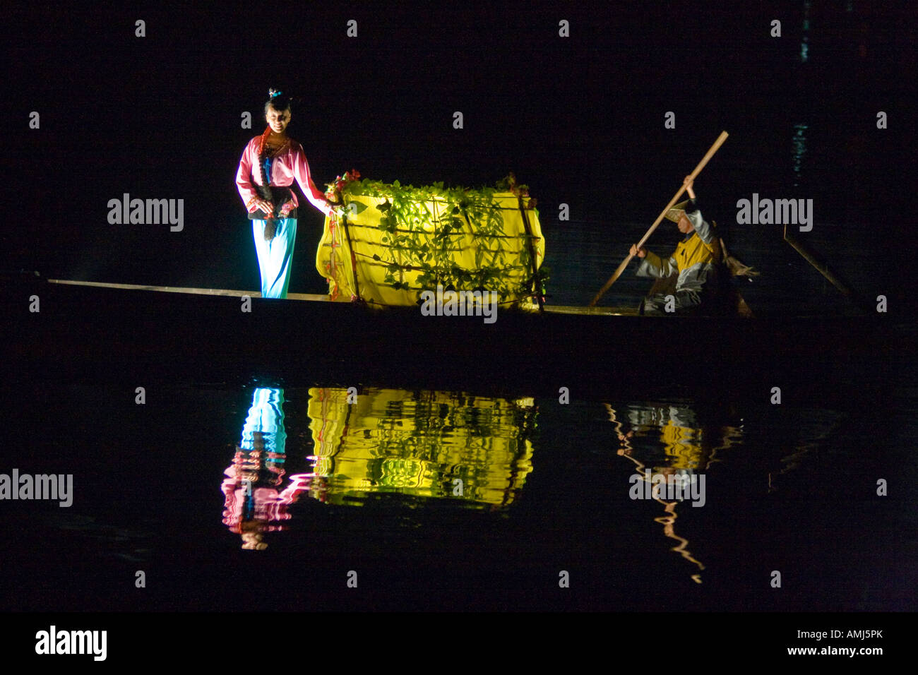Impression Liu Sanjie Night Light Show Performance on the Li River Yangshuo China Stock Photo