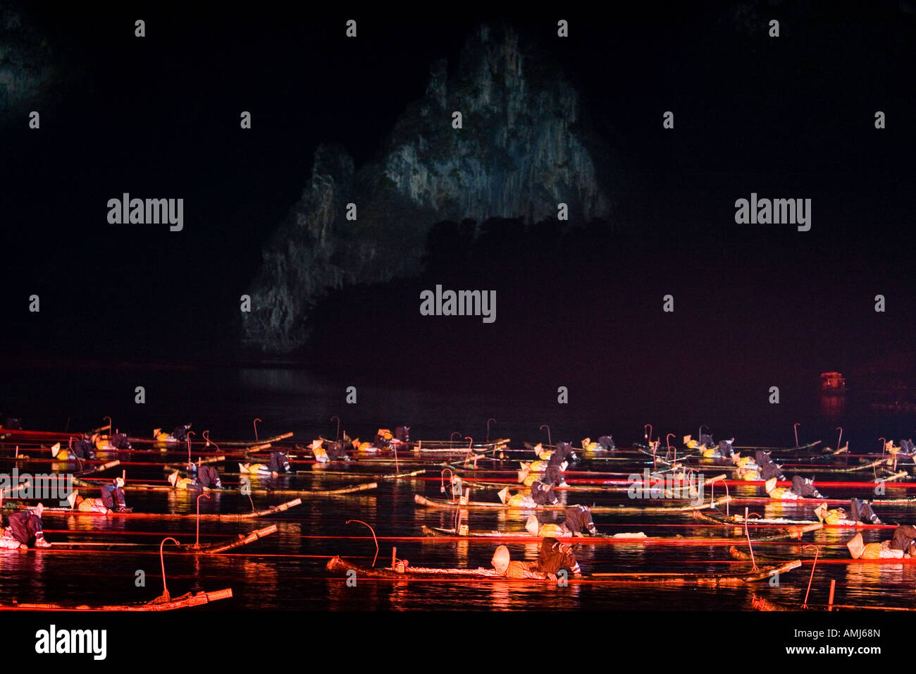 Impression Liu Sanjie Night Light Show Performance on the Li River Yangshuo China Stock Photo