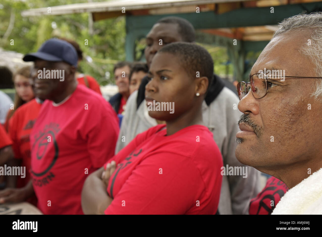 Miami Florida,Virginia Key,labor union protest Fisher Island working