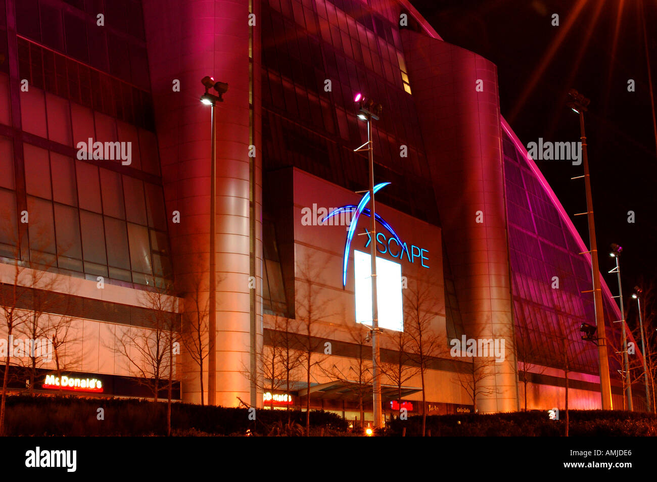 Milton Keynes Xscape building illuminated at night Stock Photo Alamy