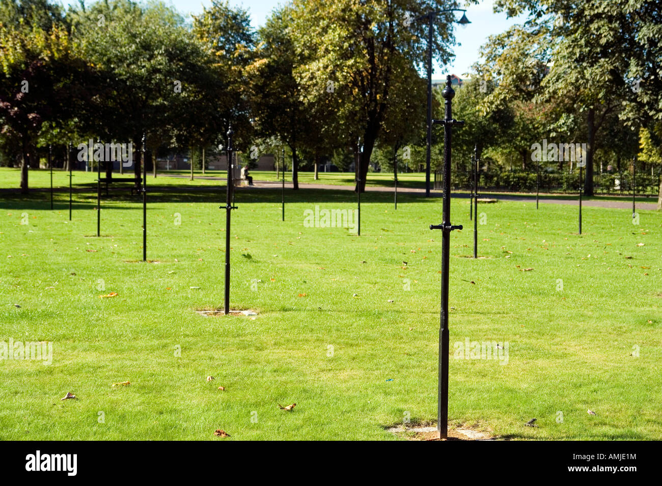 poles on the drying green Peoples Palace Glasgow Green Scotland Europe  Stock Photo - Alamy