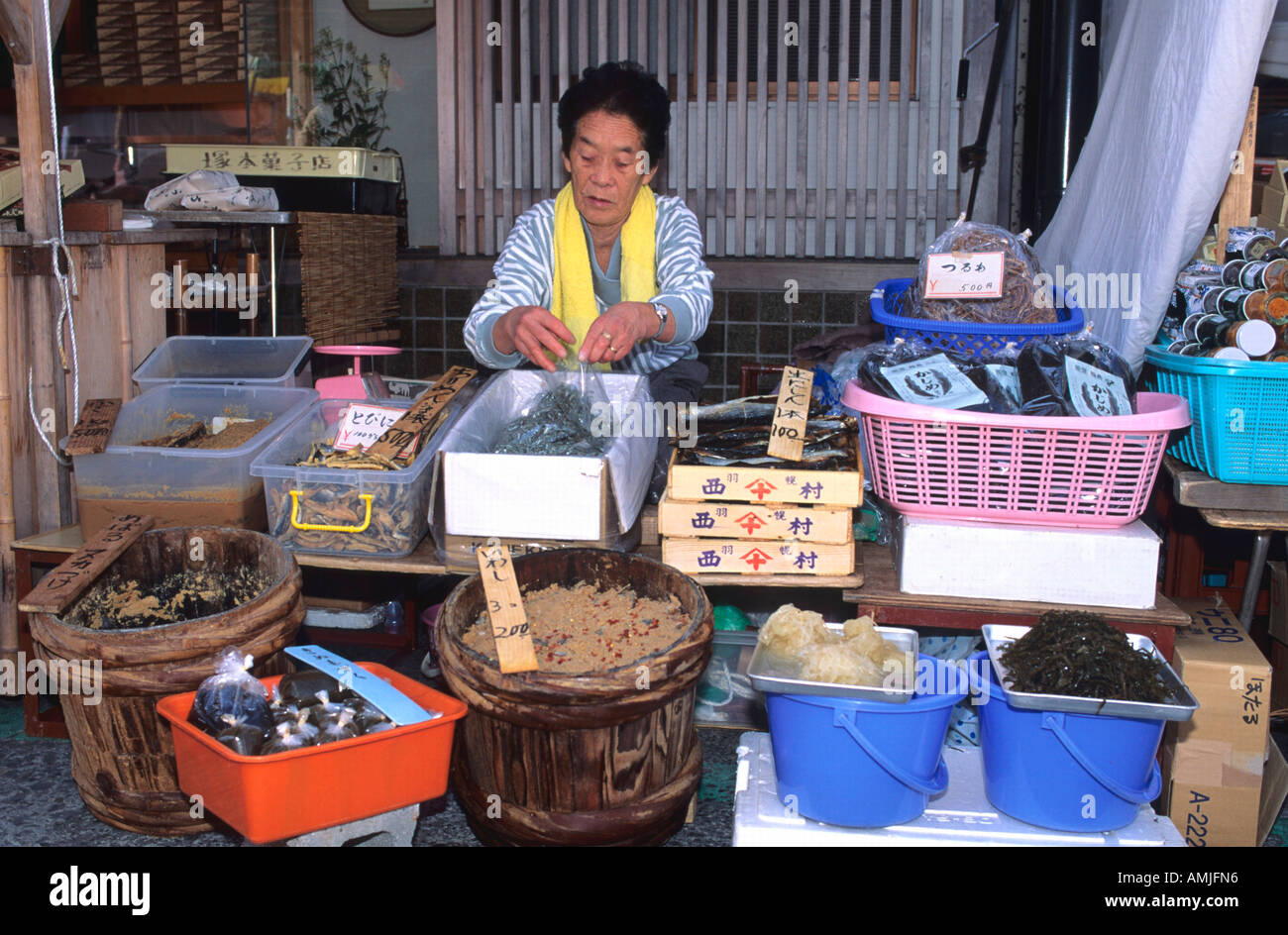 Japan, Chubu, Wajima, Morgenmarkt Stock Photo