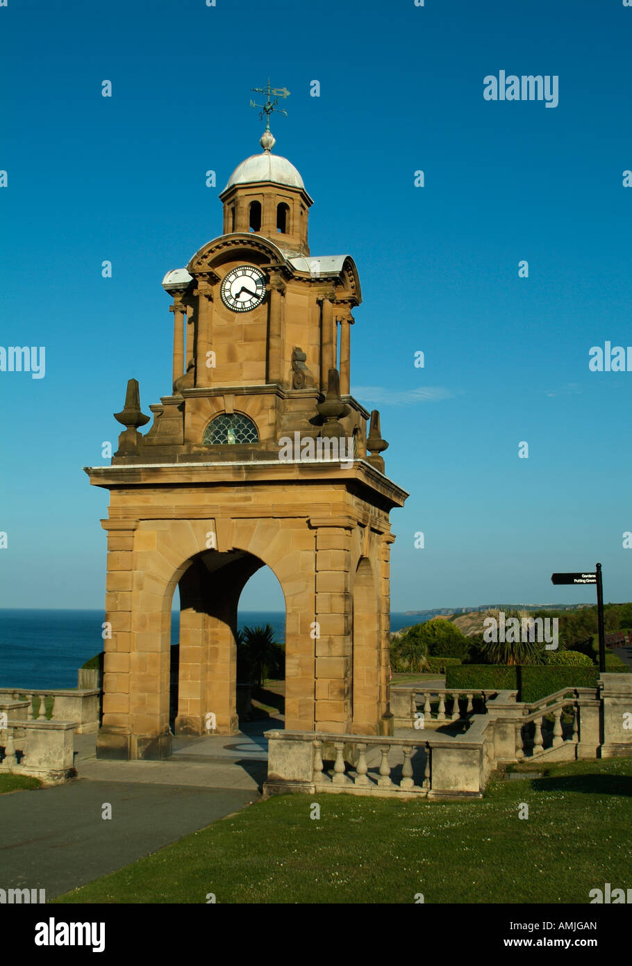 The Clock tower on the Esplanade South Cliff Scarborough Stock Photo
