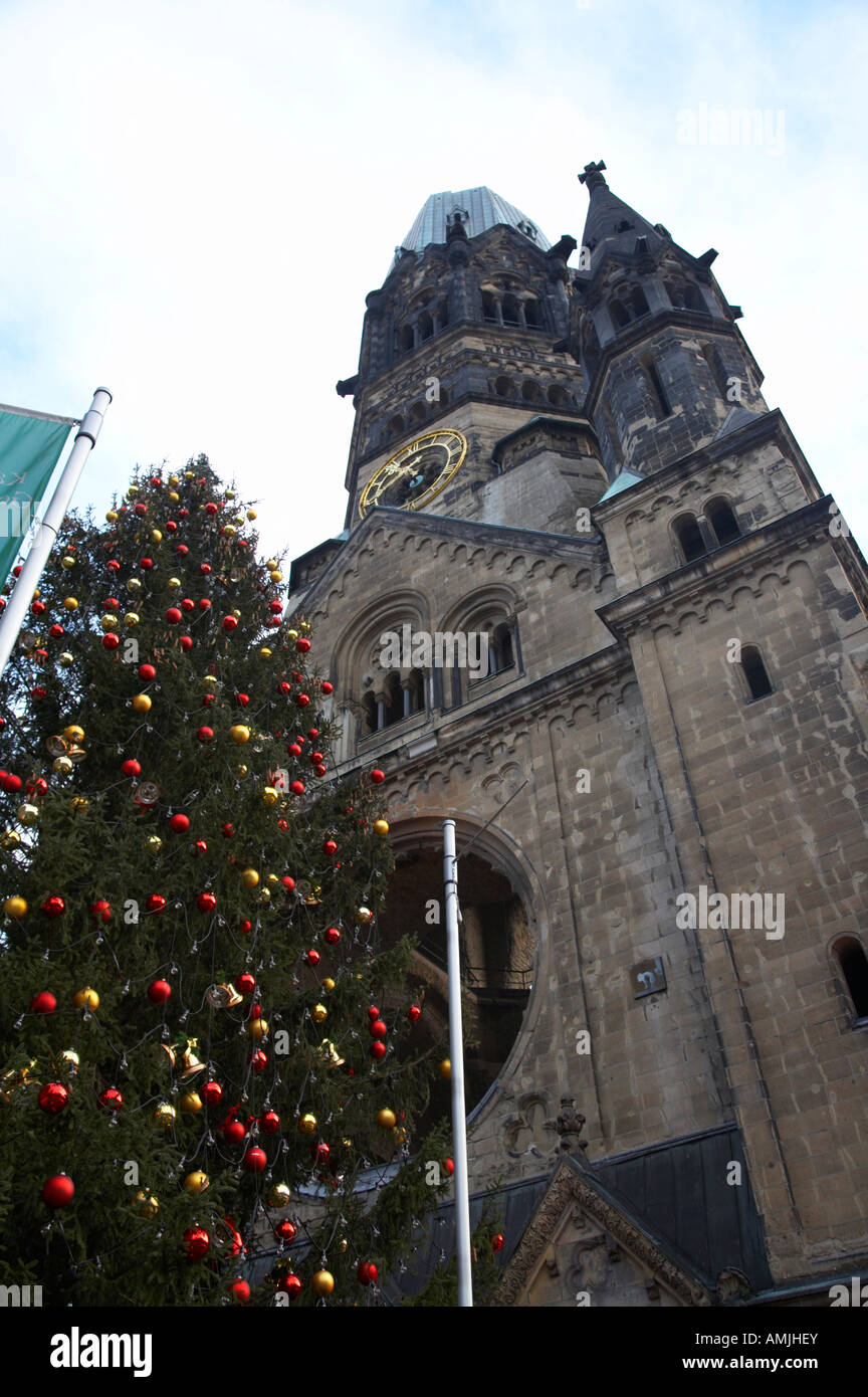 Kaiser Wilhelm Gedächtniskirche memorial church and christmas tree Berlin Germany Stock Photo