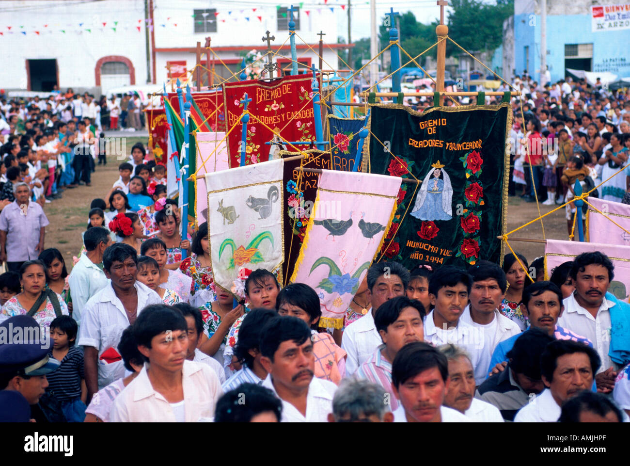 Mexiko, Yucatan, Hunucma bei Merida, Prozession bei religiöser Fiesta Stock Photo