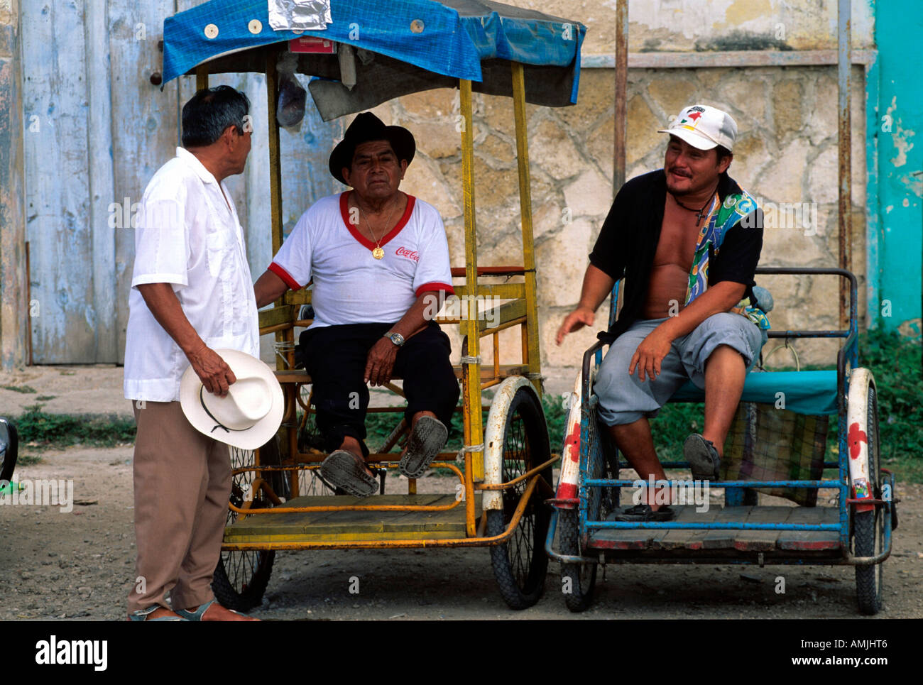 Mexiko, Yucatan, Hunucma bei Merida, Fahrradtaxis bei religiöser Fiesta Stock Photo