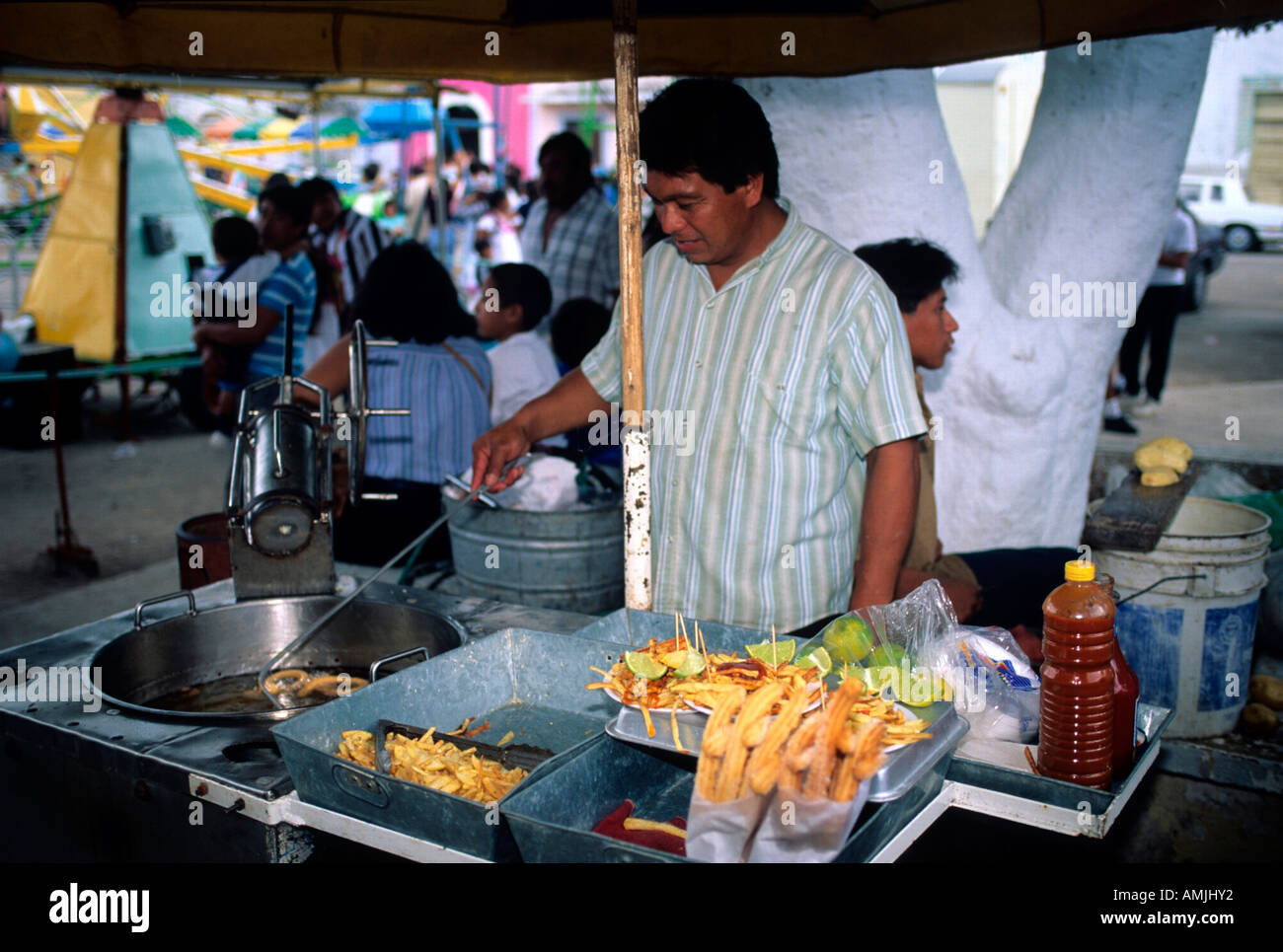 Mexiko, Yucatan, Hunucma bei Merida, Imbiss bei religiöser Fiesta Stock Photo