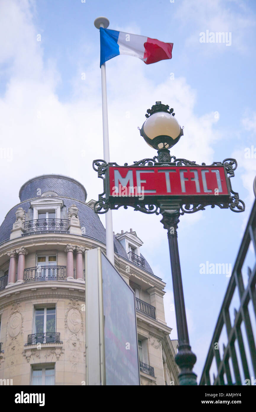 Vintage Metro Sign Paris France Stock Photo