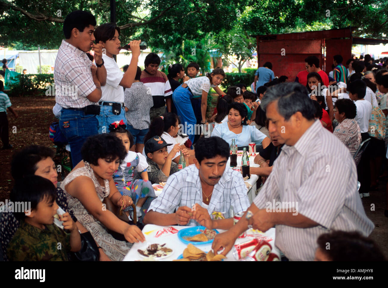 Mexiko, Yucatan, Hunucma bei Merida, Picknik bei religiöser Fiesta Stock Photo