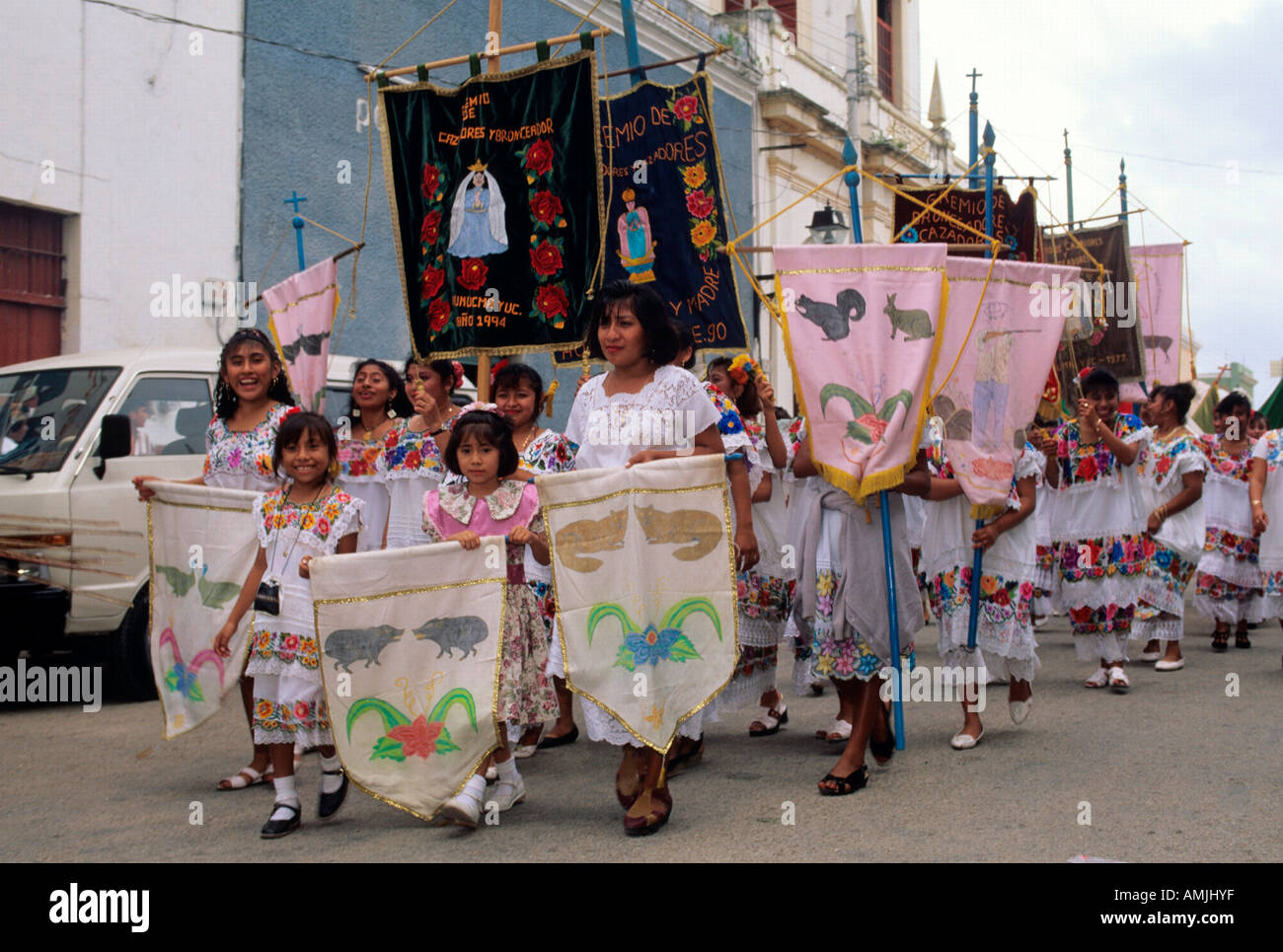 Mexiko, Yucatan, Hunucma bei Merida, Prozession bei religiöser Fiesta Stock Photo