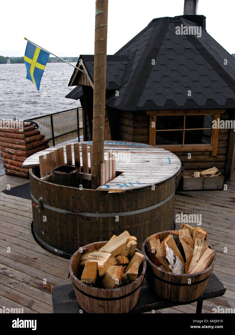 raft with a sauna at the lake Siljan in Sweden Stock Photo - Alamy