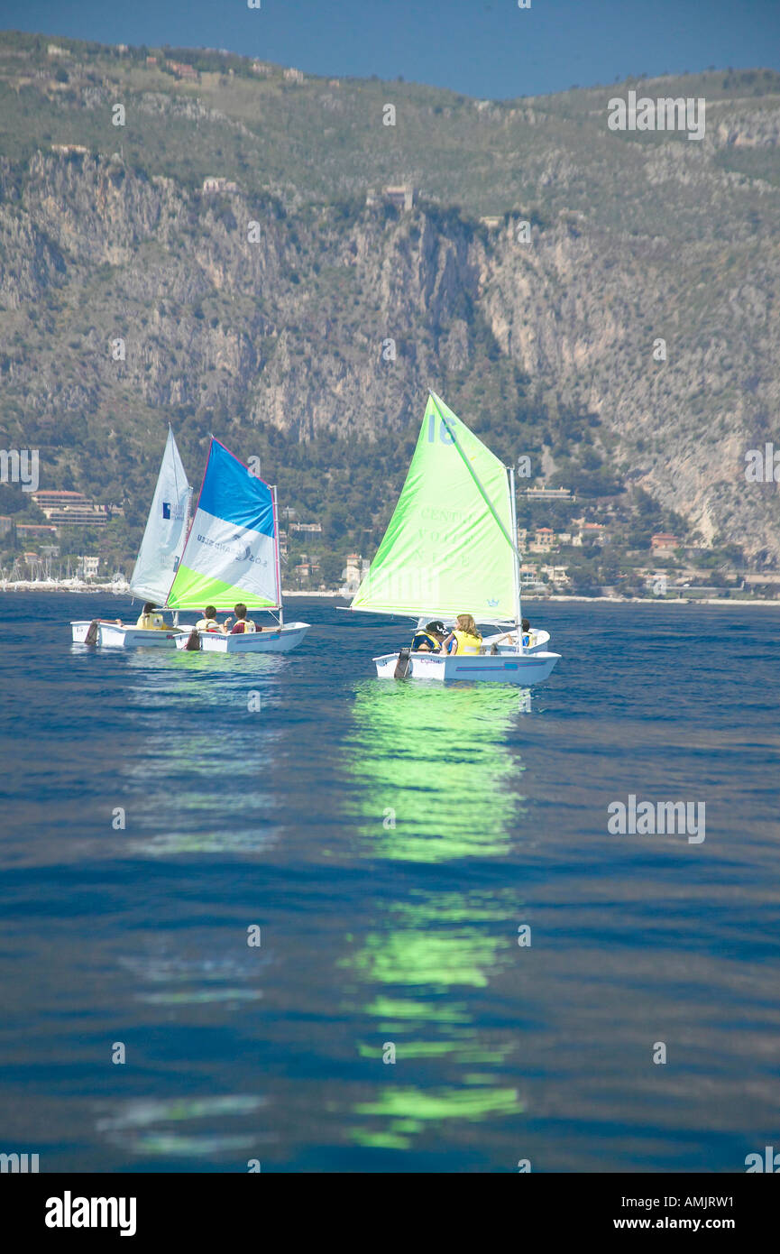 Children in sailing school in port at Saint Jean Cap Ferrat French Riviera France Stock Photo