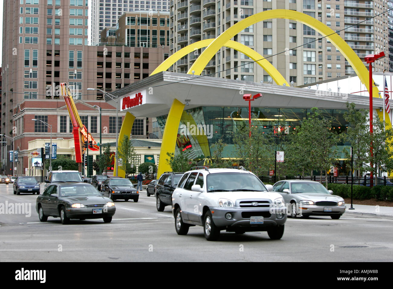 Downtown McDonalds restaurant River North tourist area Chicago Illinois