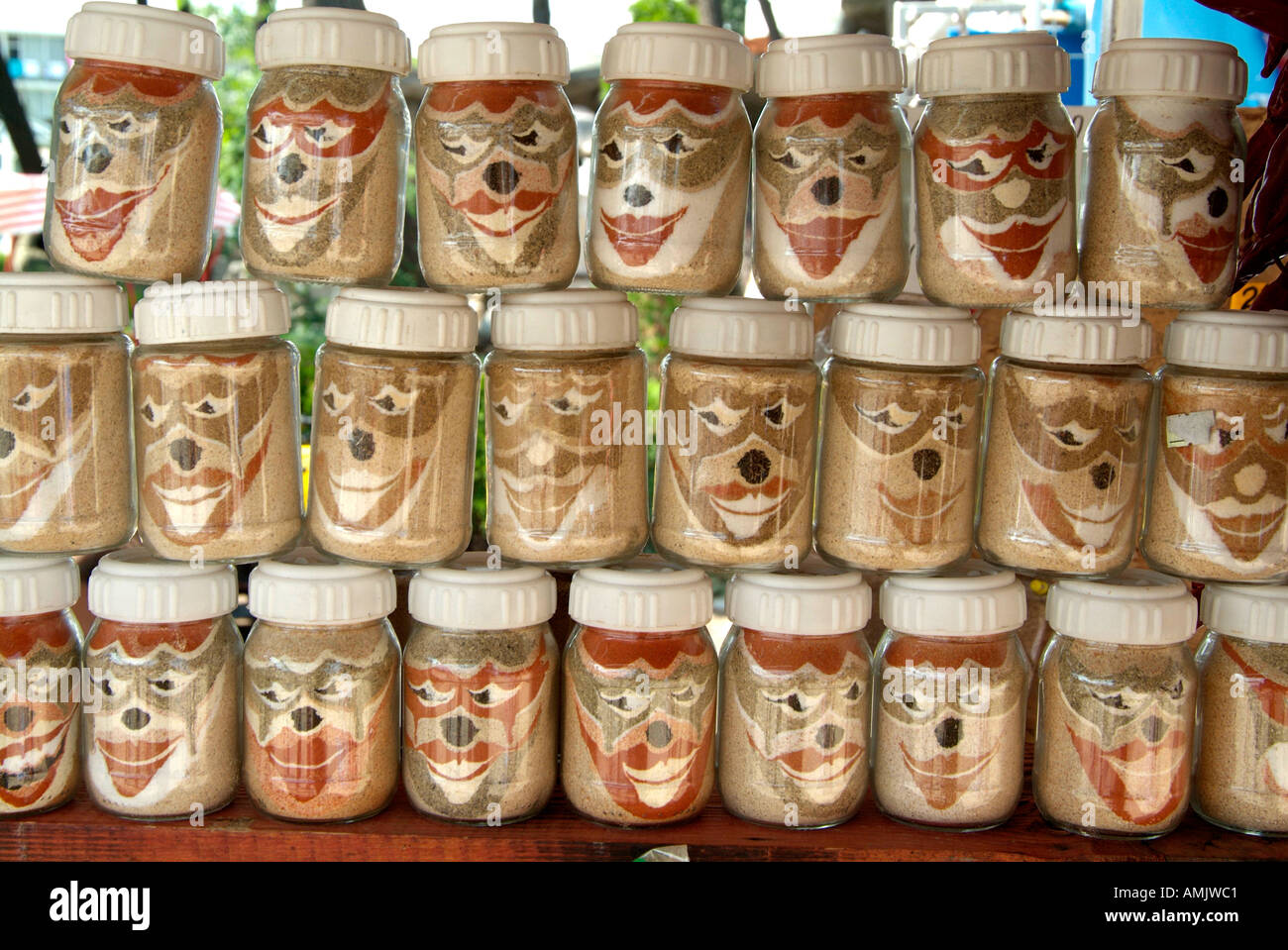 Jar herb spice cartoon face Bulgaria Peoples Republic Narodna Republika Bulgariya Balkan Peninsula south east Europe Stock Photo