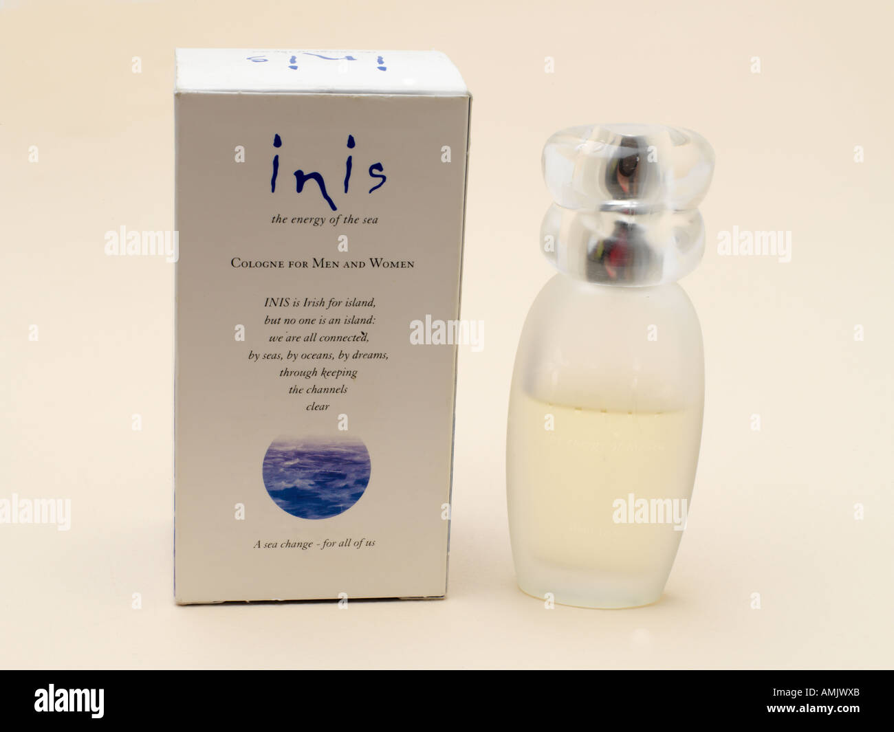Perfume Cologne for Men and Women Inis Energy of the Sea Packet and Bottle Androgynous Stock Photo