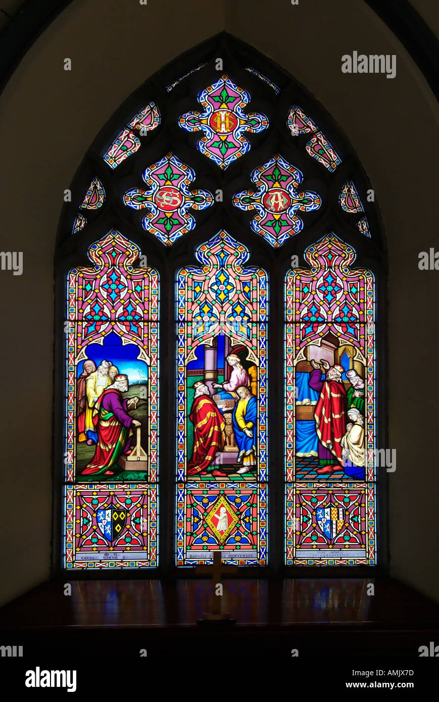 Stained glass church window England UK United Kingdom GB Great Britain ...