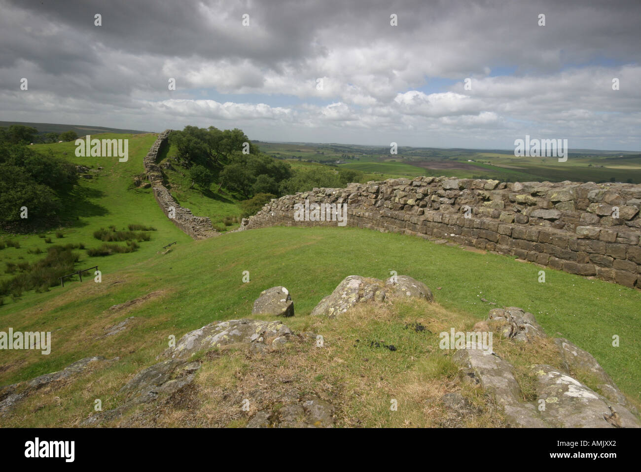 A Stock Photograph of Hadrian s Wall at Walltown Crags in Northumbria UK Stock Photo