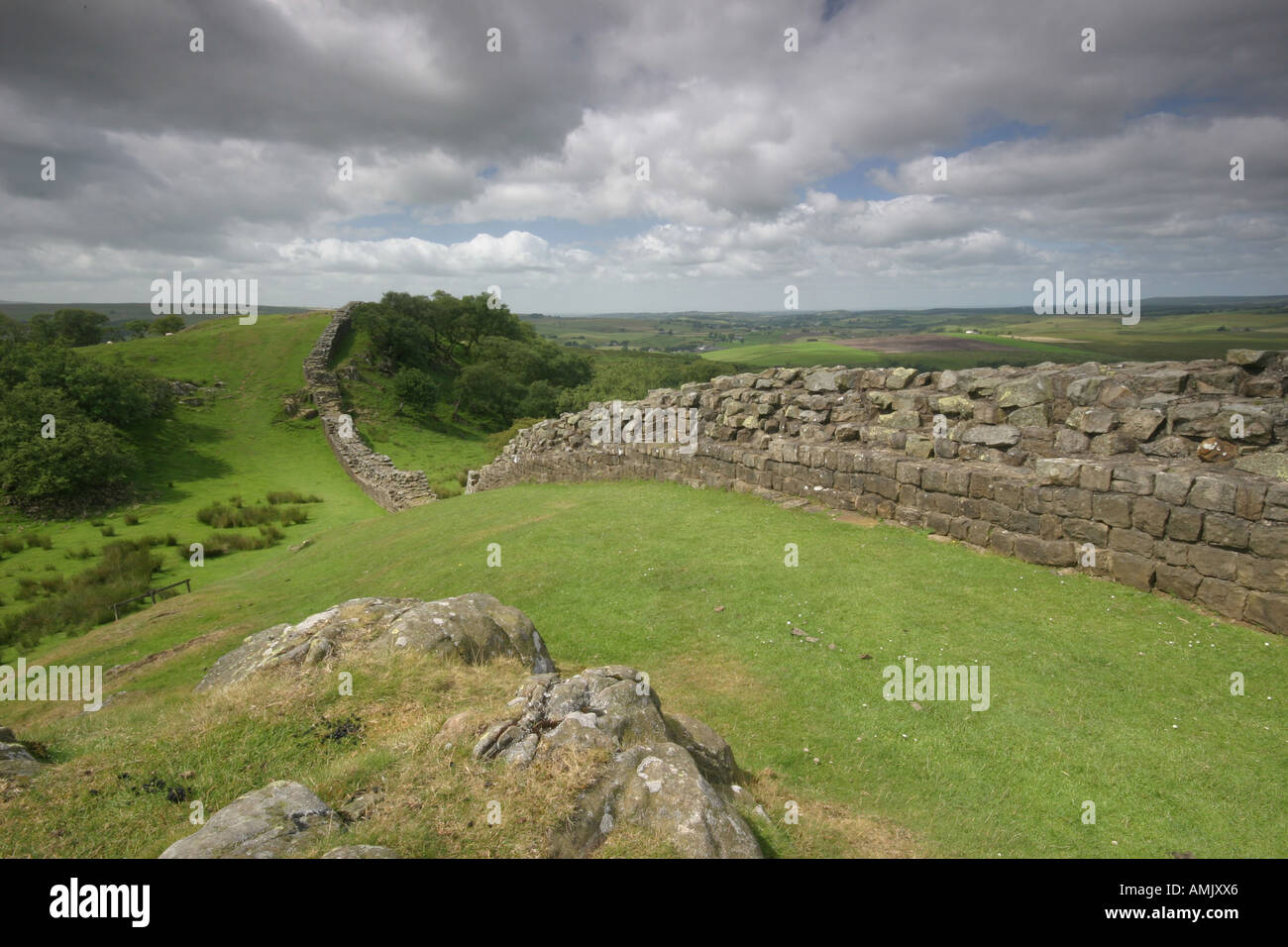 A Stock Photograph of Hadrian s Wall at Walltown Crags in Northumbria UK Stock Photo