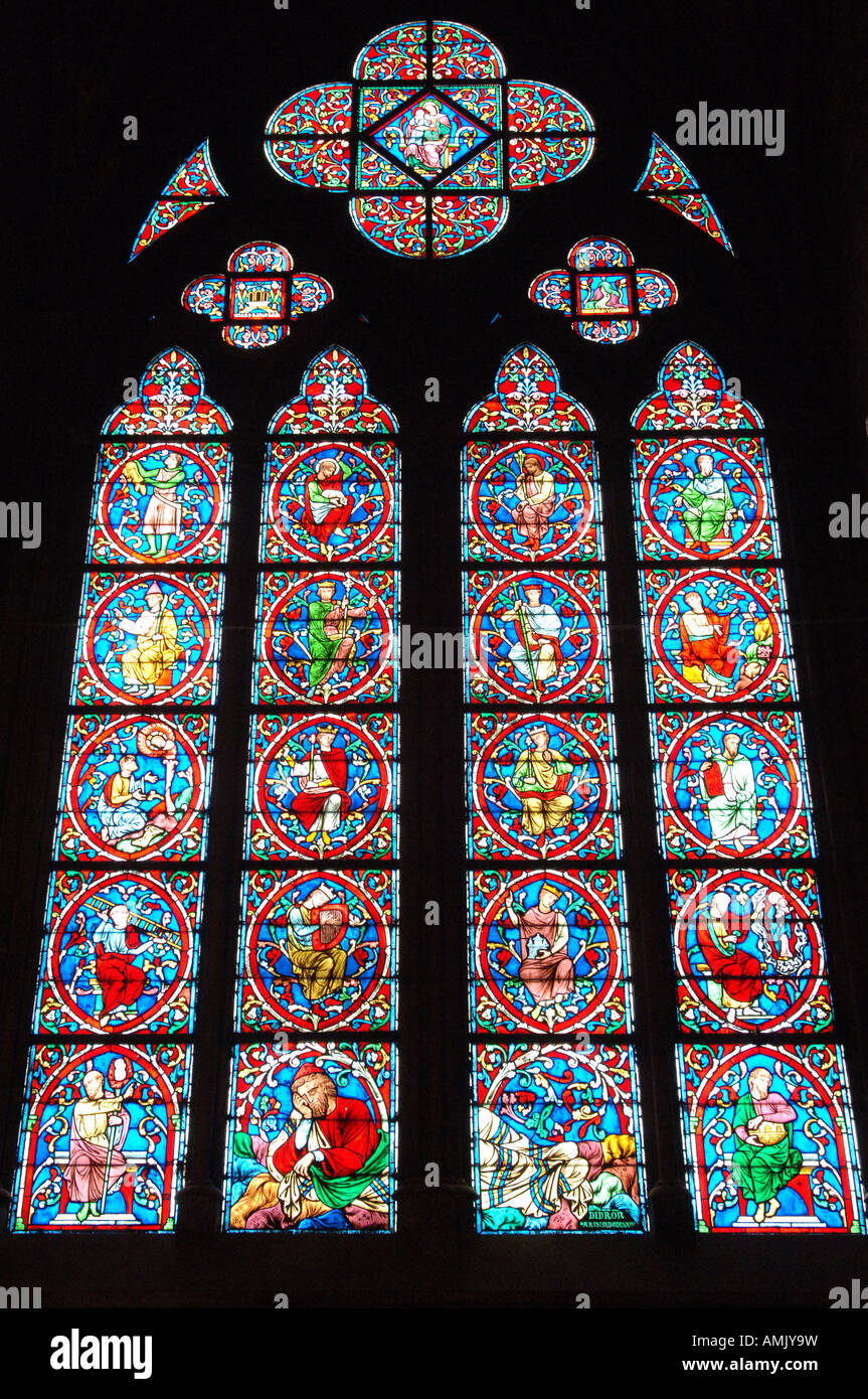 Cathedral Notre Dame de Paris Stained glass window Paris France Stock ...