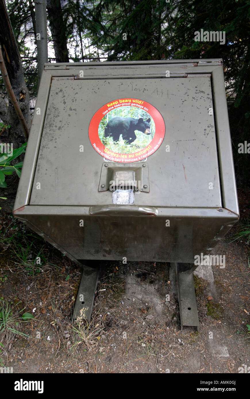 Metal Trash Container Bin Designed to Prevent Bears From Accessing With