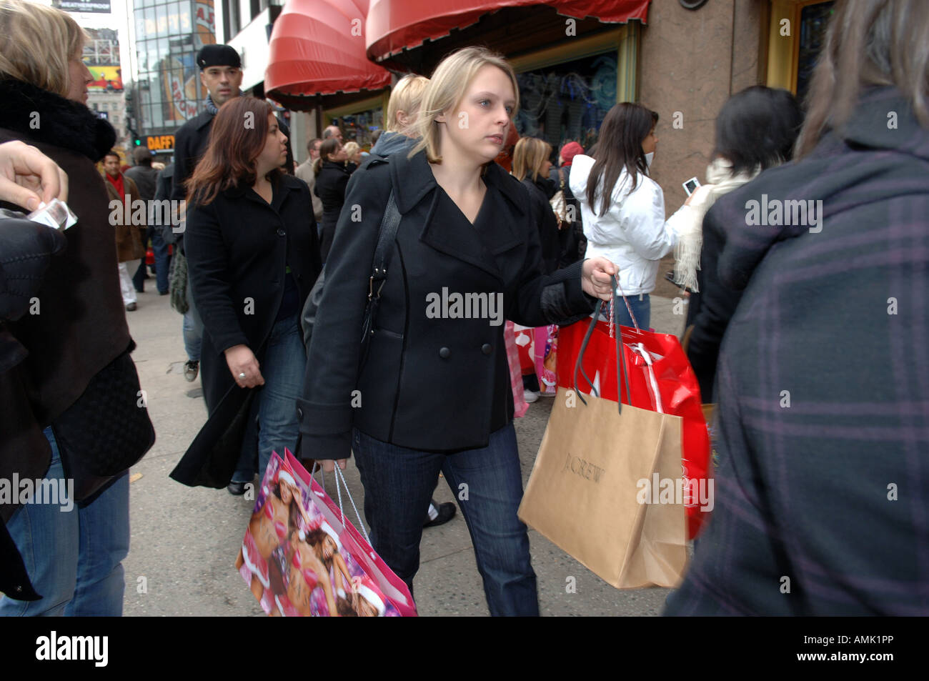 Shoppers at Macy s Herald Square Department Store on Black Friday the day after Thanksgiving Stock Photo