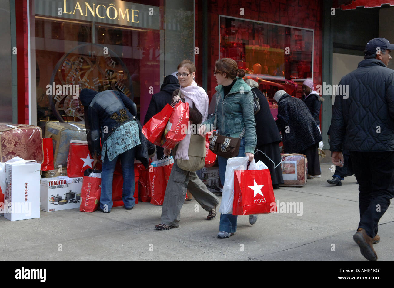Shoppers at Macy s Herald Square Department Store on Black Friday the day after Thanksgiving Stock Photo