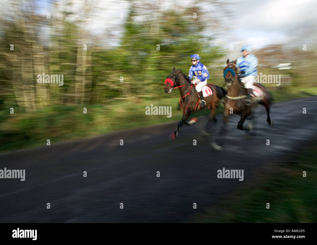 Horse racing on the roads Durras county Cork Ireland Stock Photo Alamy