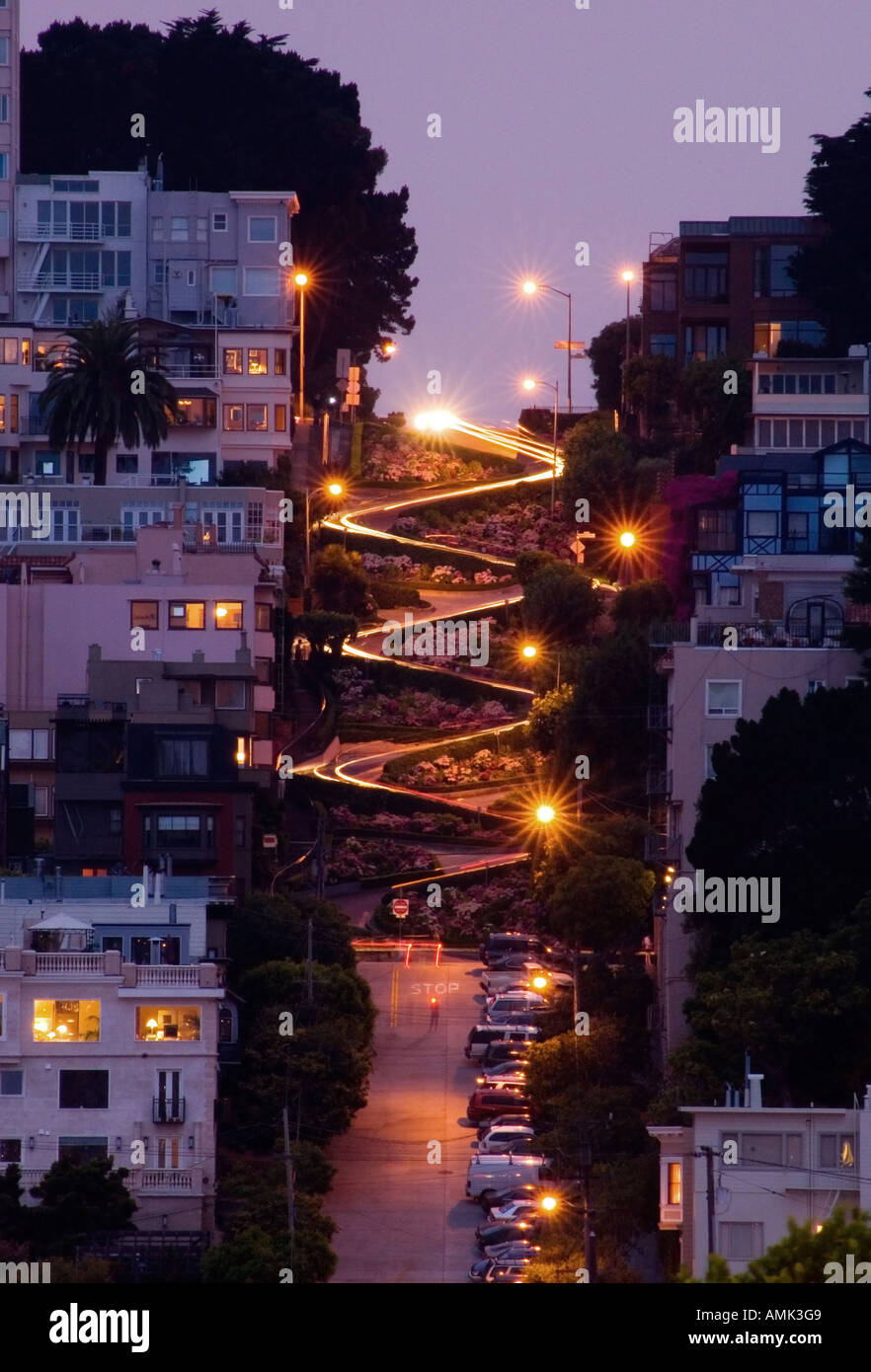 Lombard street at night San Francisco Stock Photo 8733000 Alamy