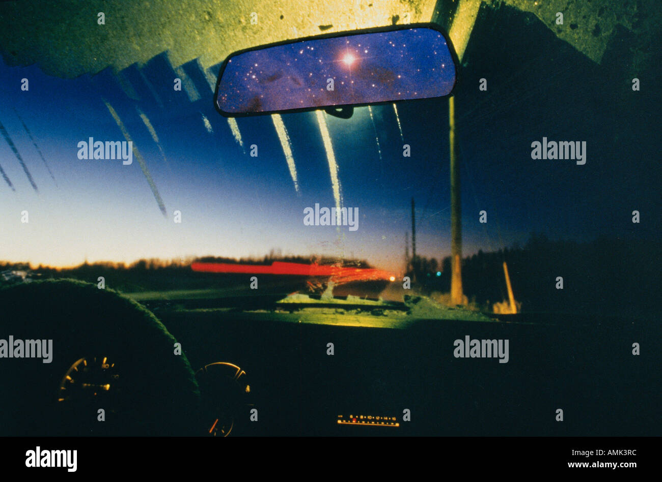 Rear View Mirror in Car Stock Photo Alamy