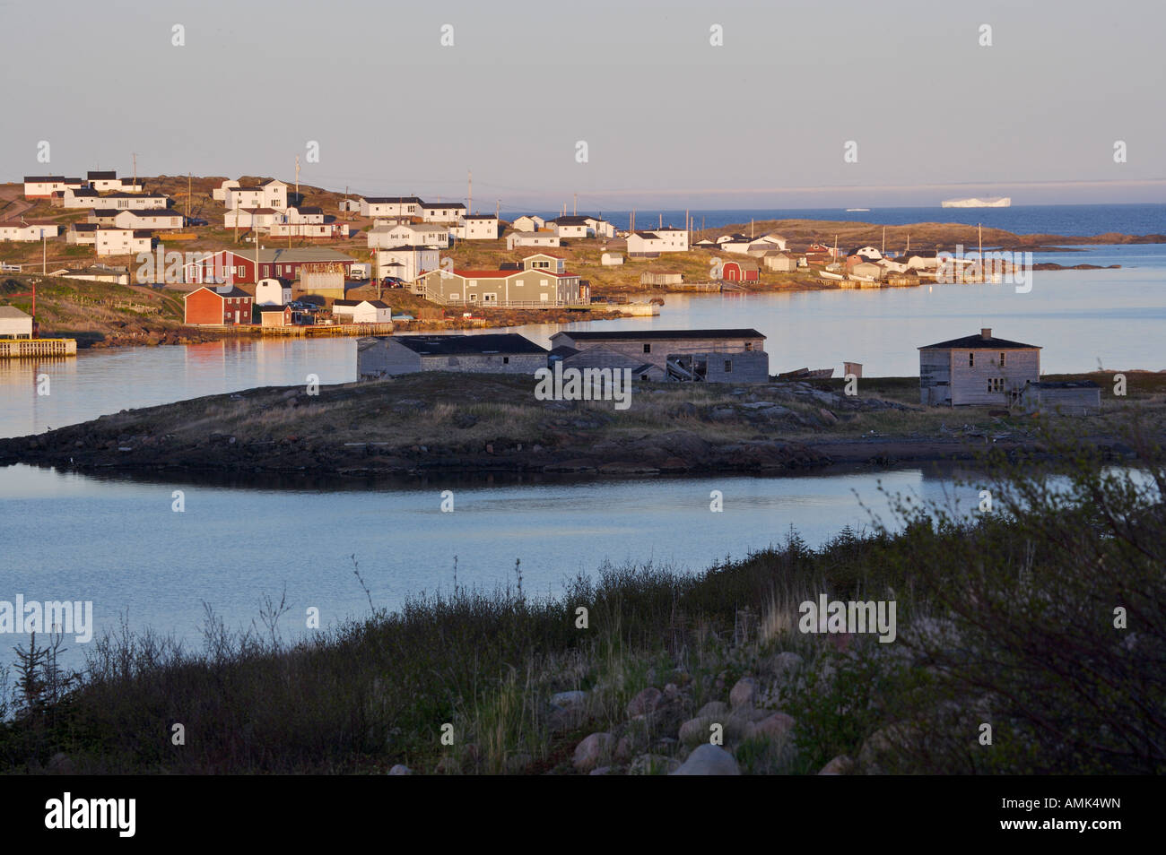 Old Buildings on Organ's Island with the town of Red Bay in the ...