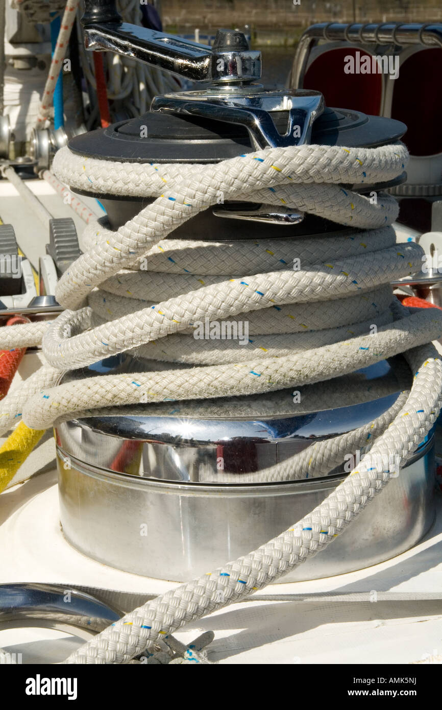 Capstan Rope Closeup of nylon ropes securely wrapped around the capstan of the Alba ...