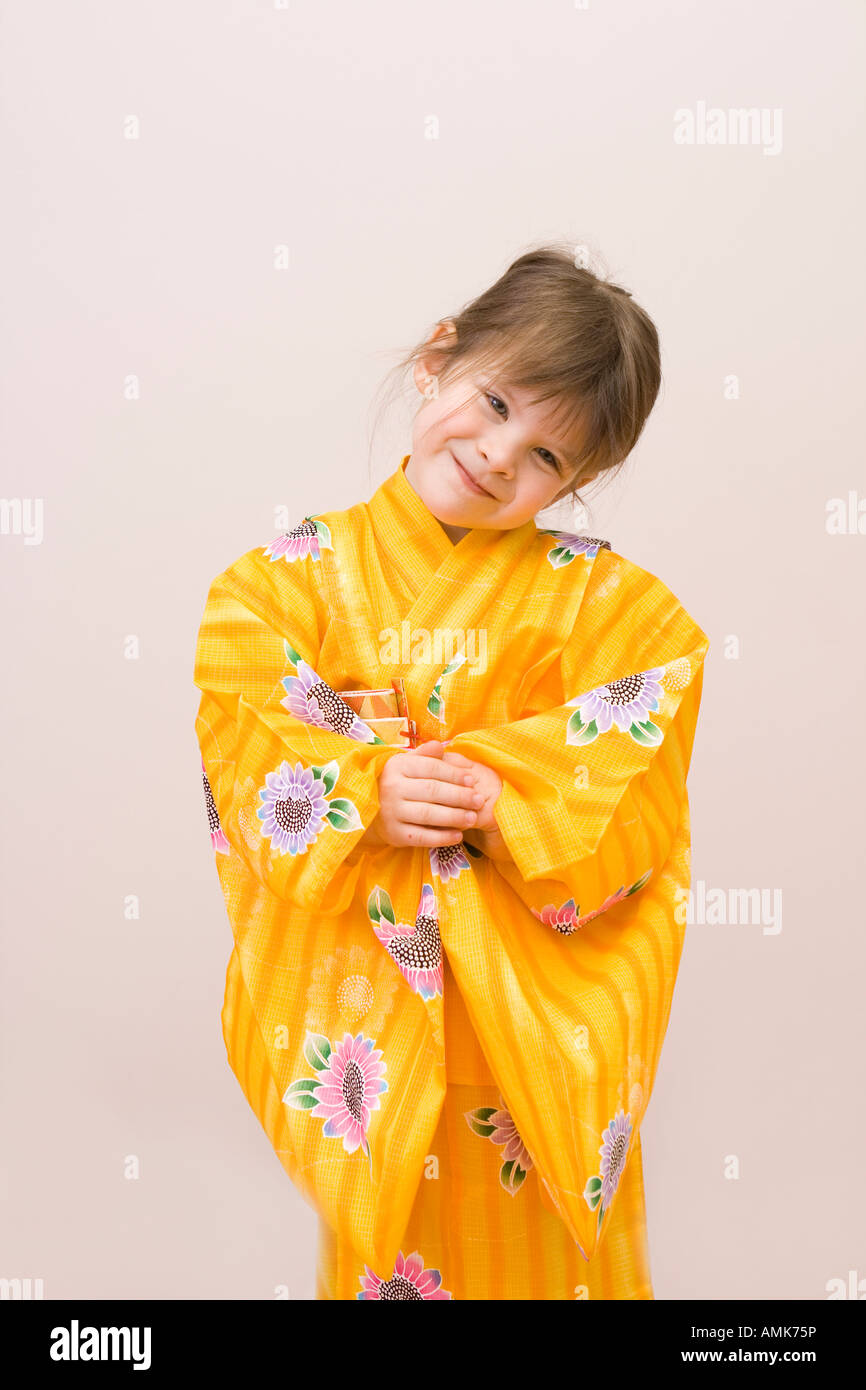 European girl in japanese kimono Stock Photo Alamy