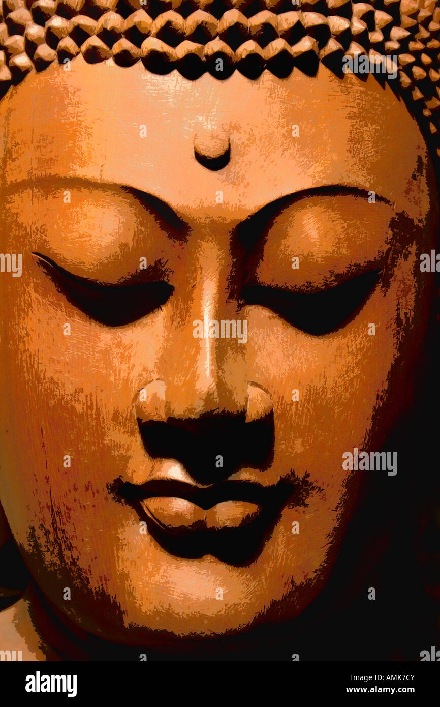 Wooden Buddha sculpture Stock Photo Alamy