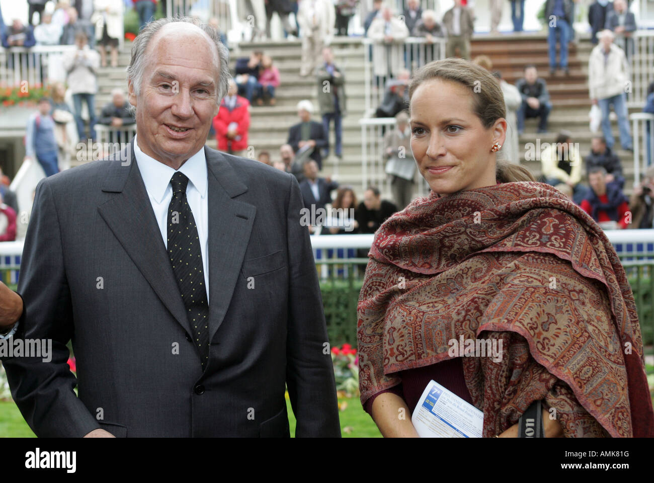 Karim Aga Khan and his daughter Princess Zarah at Longchamp in Paris, France Stock Photo