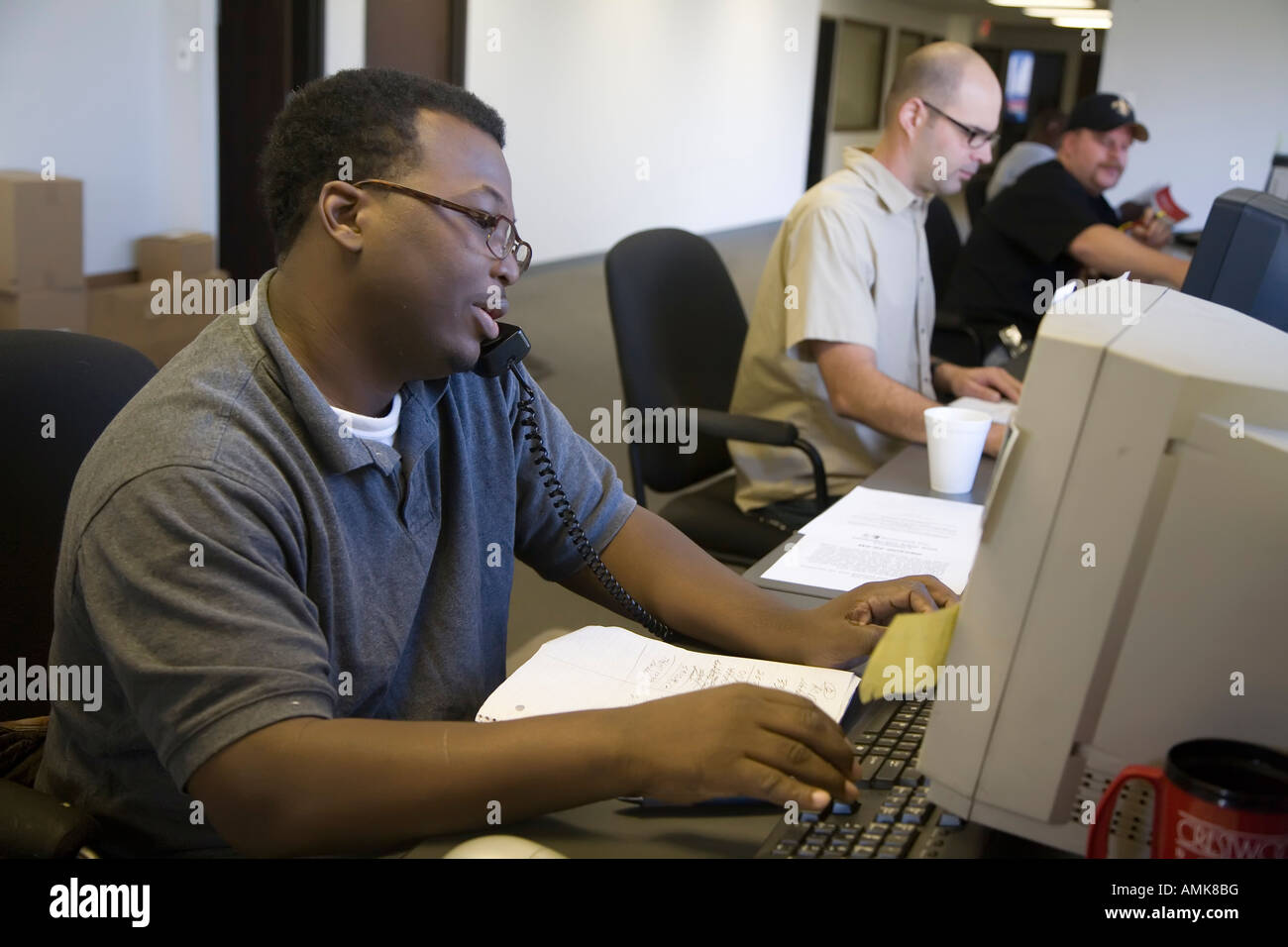 Office at auto parts warehouse Stock Photo Alamy