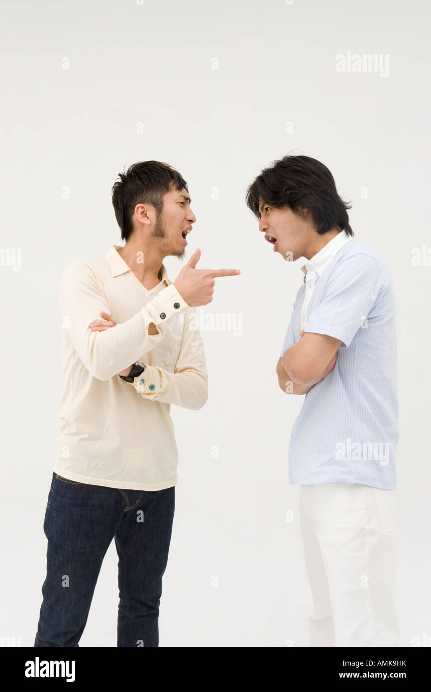 Two young men arguing Stock Photo