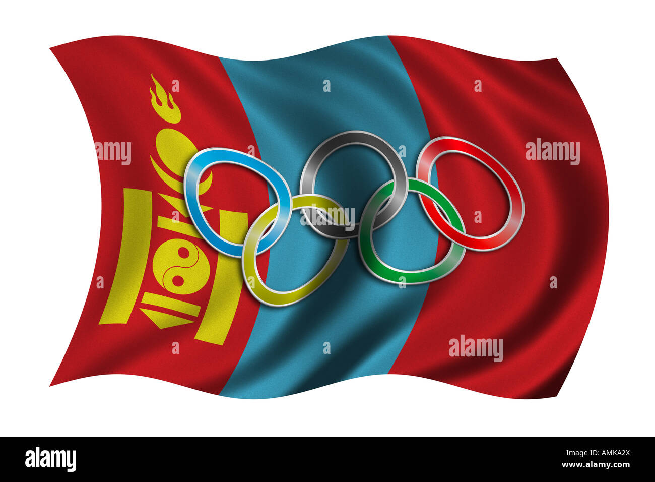 Flag of Mongolia with olympic symbol Stock Photo Alamy