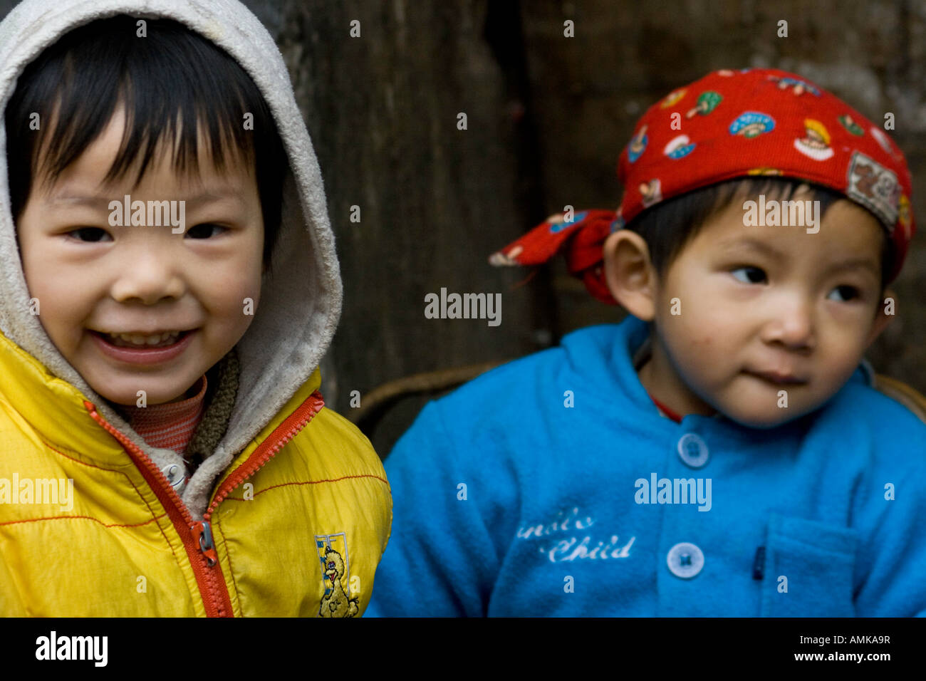 Chinese Boys Playing in the Hutong Beijing China Stock Photo