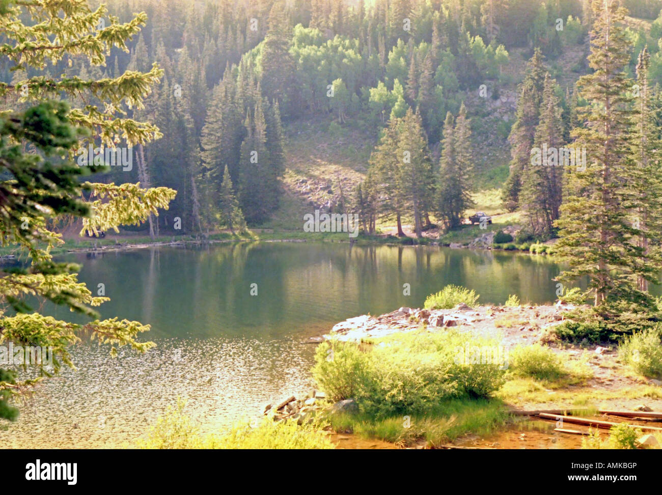 An almost mountain lake nestled in the Wasatch Rocky Mountain