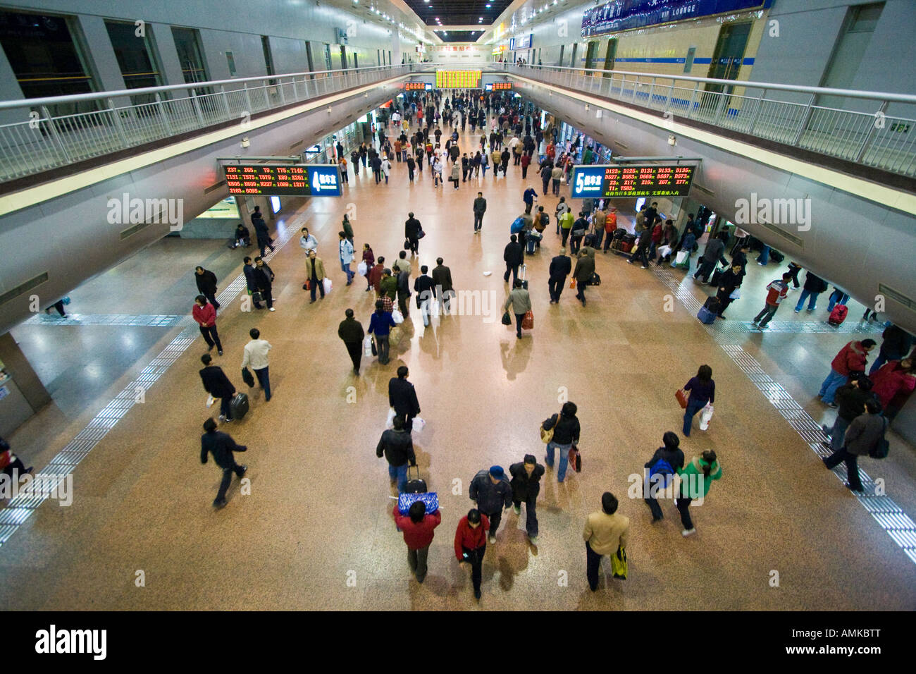 Chinese People inside Beijing West Railway Train Terminal Beijing China Stock Photo