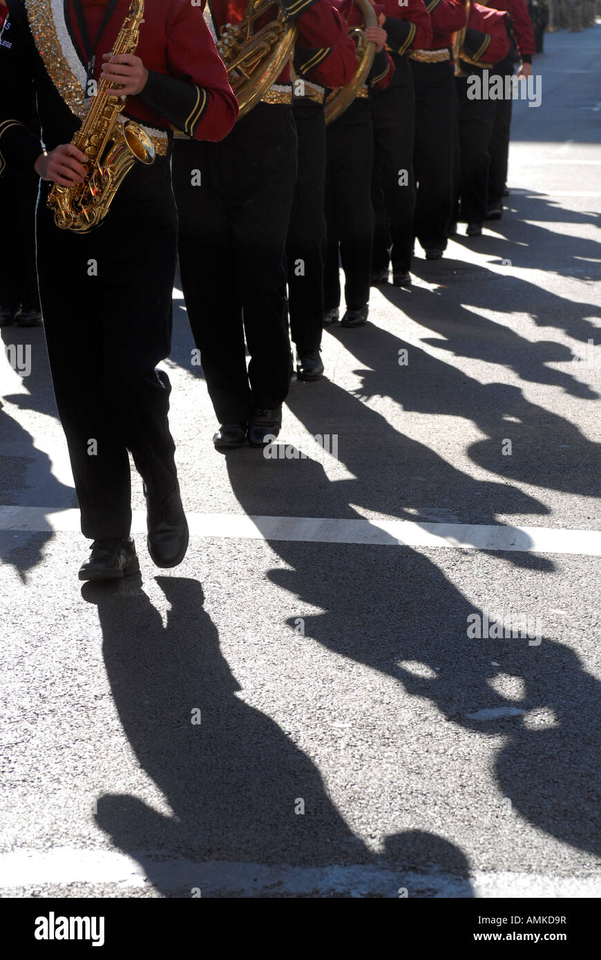 A marching band in the 89th annual Veteran s Day Parade in NYC Stock Photo