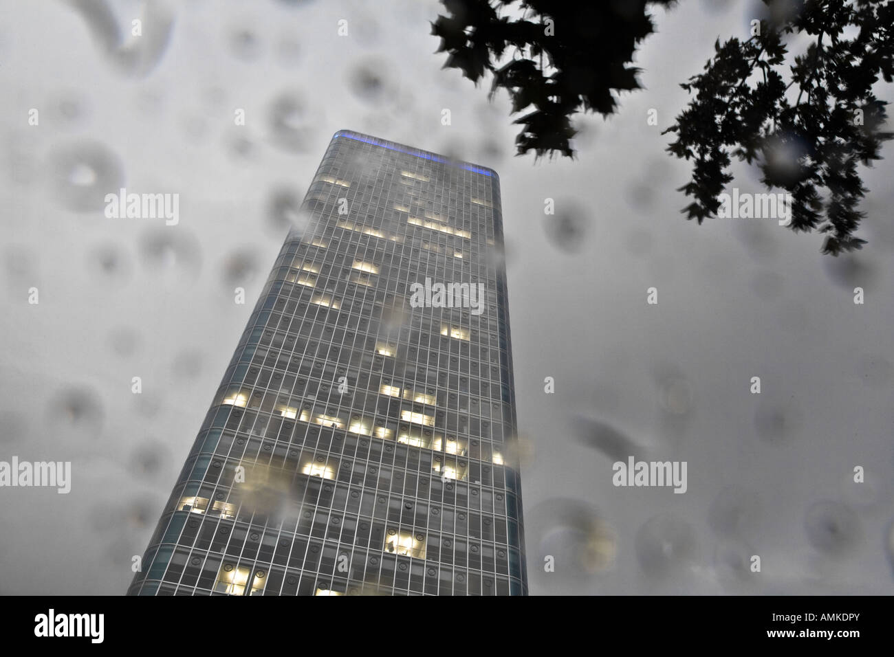 The O2 headquarters building in Munich on a dark, rainy day. Stock Photo