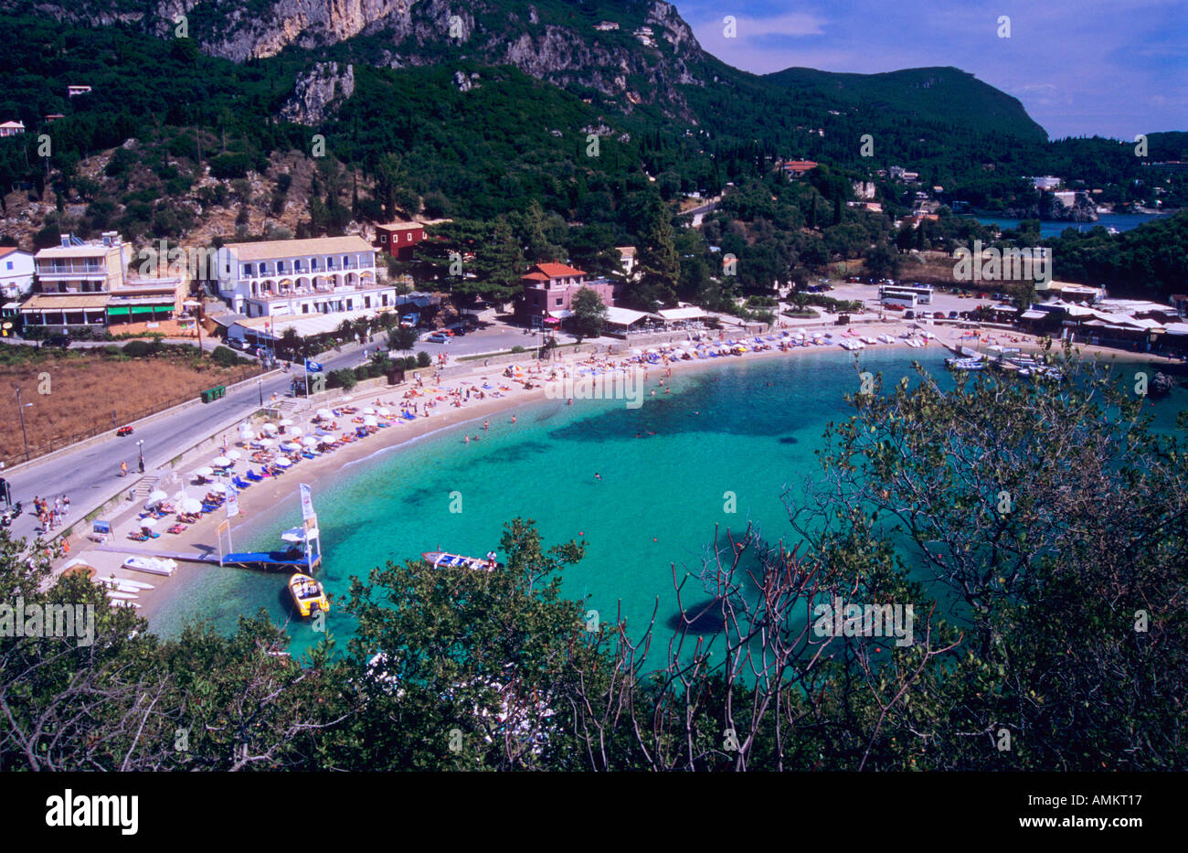 Paleokastritsa Beach Corfu With Turquoise Sea Water And Beach With 