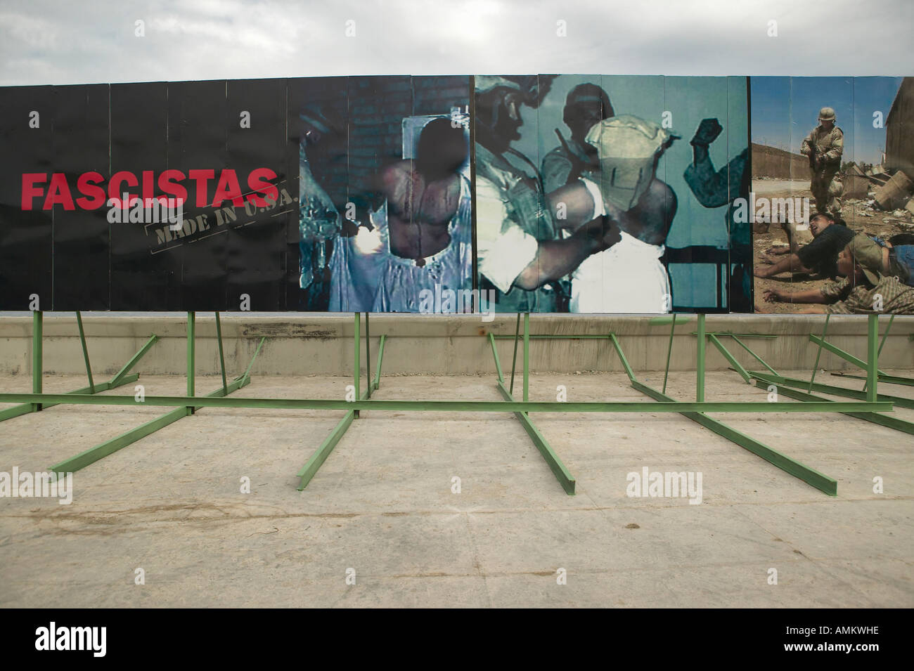 Political billboards showing Iraq Abu Ghraib Prison abuse pictures at American Embassy in Havana Cuba Stock Photo